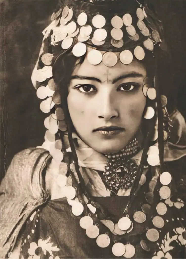Photo Restoration Of Naïlian Girl - Algeria 1905 27 melbourne photo restoration service