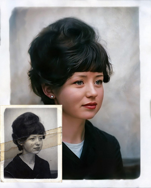 Photo Restoration Service Melbourne and all surrounding areas 1 before and after portrait of a woman photo restoranin melbourne