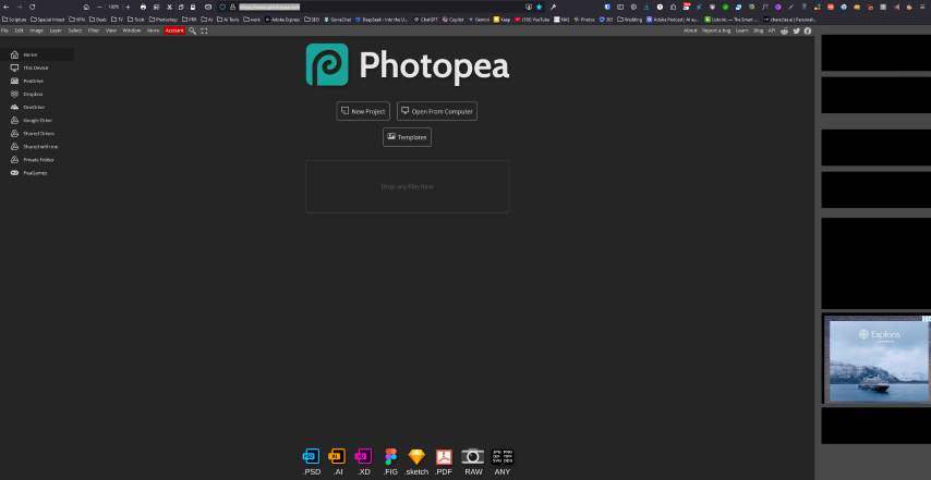 photo restoration example using photopea