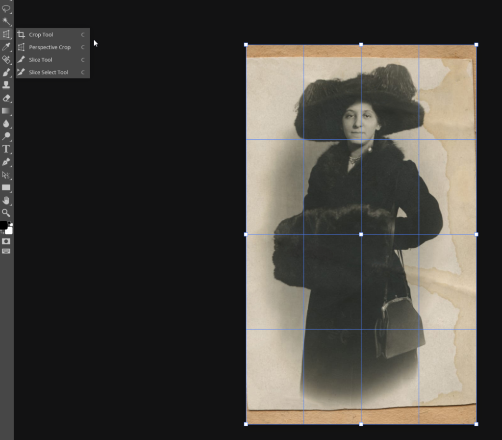 photo restoration example crop tool screen shot
